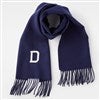 Embroidered Soft Fringe Scarf in Navy