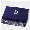 Embroidered Soft Fringe Scarf in Navy
