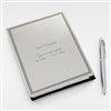 Engraved Silver Metal Journal and Pen