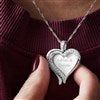 Silver Brushed Heart Swing Necklace Worn