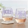 Stemless Wine Glass (Front & Back View)