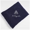 Pmall thumb Embroidered Logo Navy Knit Fringed Throw Blanket - 49811
