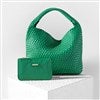 Product Thumbnail Woven Leather Hobo Bag in Green Styled