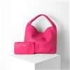 Product Thumbnail Woven Leather Hobo Bag in Magenta Styled