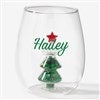 Product Thumbnail Personalized Green Glitter Tree Glass