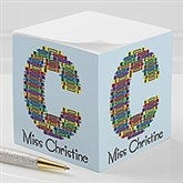 Personalized Teacher Notepad Cubes - Crayon Letter - 10089