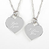 Engraved Silver Heart Necklace - Custom Message - 10436