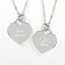 Engraved Silver Heart Necklace - Custom Message - 10436