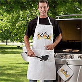 Personalized Guitar BBQ Apron & Potholder - Rockin' The Grill - 10441