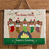 Personalized Christmas Wall Plaque - Christmas Stocking Family Characters - 10947