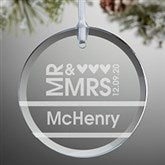 Personalized Glass Wedding Christmas Ornaments - Mr & Mrs - 10952