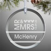 Personalized Glass Wedding Christmas Ornaments - Mr  Mrs - 10952