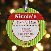 Personalized Christmas Ornaments - Gift Wishlist - 10958
