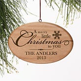Personalized Wood Christmas Ornaments - Merry Little Christmas - 11001