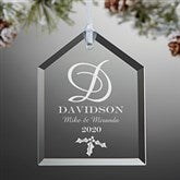 Engraved Glass Christmas Ornaments - Family Monogram - 11005