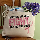 Personalized Pink Ribbon Breast Cancer Awareness Tote Bags - Find A Cure - 11022