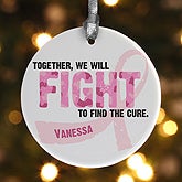 Personalized Pink Ribbon Breast Cancer Awareness Christmas Ornament - 11081