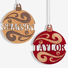Personalized Red Wood Name Ornament - 11087