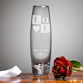 Gold Rose & Personalized Bud Vase - Love Blooms Eternal - 11133