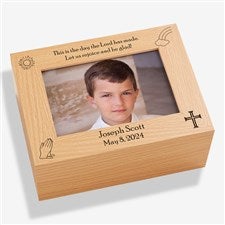 Personalized Boys First Communion Wooden Photo Box - 11232
