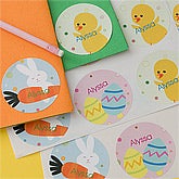 Personalized Easter Stickers - Easter Eggs, Easter Bunny & Chicks - 11315