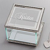 Personalized Glass Jewelry Box with Engraved name - 1146
