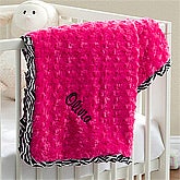 Personalized Baby Blanket for Girls - Pink Zebra - 11604