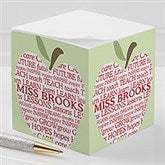 Personalized Teacher's Note Pad Cube - Apple Scroll - 11612