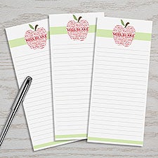 Personalized Teachers Note Pad Set - Apple Scroll - 11614