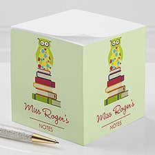 Personalized Teacher Note Pad Cube - Wise Owl - 11633