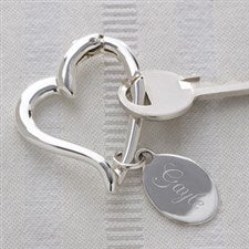 Personalized Heart Shaped Silver Keyring - 1168