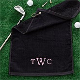 Embroidered Black Golf Towels - 11786