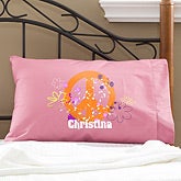 Personalized Peace Sign Pillowcase for Girls - 11933