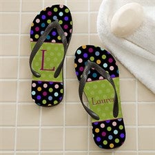Personalized Flip Flop Sandals - Polka Dots - 12180