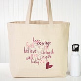 Personalized Breast Cancer Awareness Tote Bag - Hope, Courage, Life - 12206