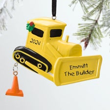 Personalized Boys Christmas Ornaments - Bulldozer - 12283