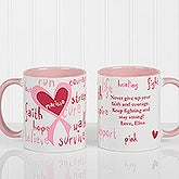 Personalized Breast Cancer Awareness Coffee Mugs - Hope, Courage, Life - 12350
