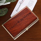 Personalized Rosewood Business Card Case - 1238