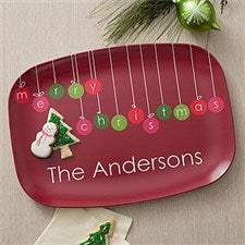 Personalized Christmas Platter - Christmas Ornaments Melamine Dish - 12386D
