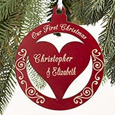 Personalized Christmas Ornaments - Engraved Wood Heart - 12396