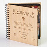 Personalized Wood Photo Album - Recipe For A Happy Marriage - 1253