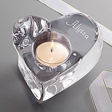 Personalized Crystal Heart Votive Candle Holder by Orrefors - 12564