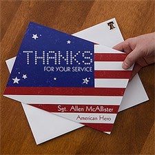 Patriotic Personalized Greeting Cards - American Flag - 12618