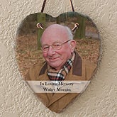 Personalized Memorial Photo Plaque - Heart Slate - 12630