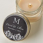 Personalized Candle Tin Favors - Damask Monogram - 12689