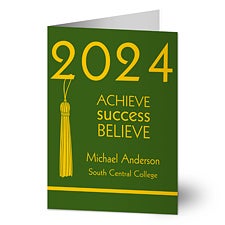 Personalized Graduation Greeting Cards - Achieve, Success, Believe - 12956