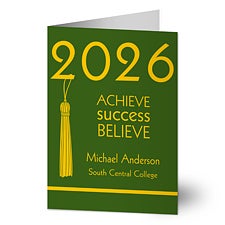 Personalized Graduation Greeting Cards - Achieve, Success, Believe - 12956