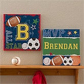 Personalized Boys Bedroom Canvas Art - Sports - 12971
