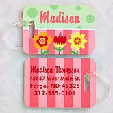 Personalized Girls Luggage Tag Set - Flowers - 13181