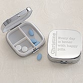 Engraved Silver Personalized Pill Box - 13319